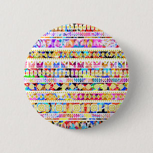 Süßes, farbenfrohes, indianisches Azteken-Muster O Button