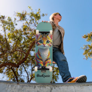 Süßes, farbenfrohes Margay-Kätzchen Skateboard