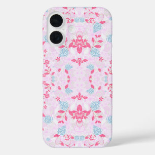 Süßes, farbenfrohes, pastellfarbenes Blumenmuster iPhone 16 Hülle