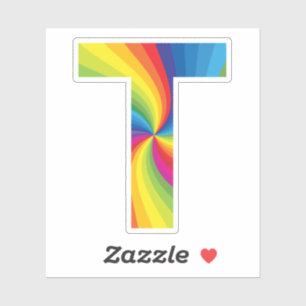 Süßes farbenfrohes Regenbogen-Alphabet T Aufkleber