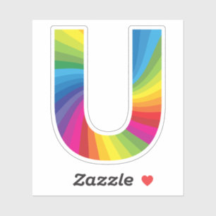 Süßes farbenfrohes Regenbogen-Alphabet U Aufkleber