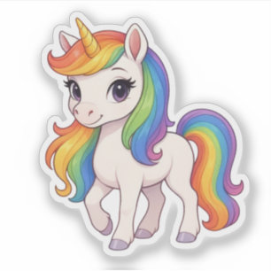 Süßes, farbenfrohes Regenbogen-Einhorn Aufkleber