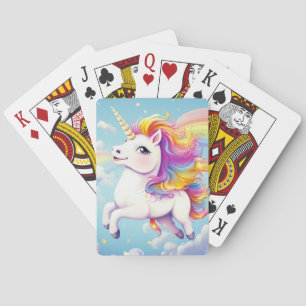 Süßes, farbenfrohes Regenbogen-Einhorn für Kinder Spielkarten