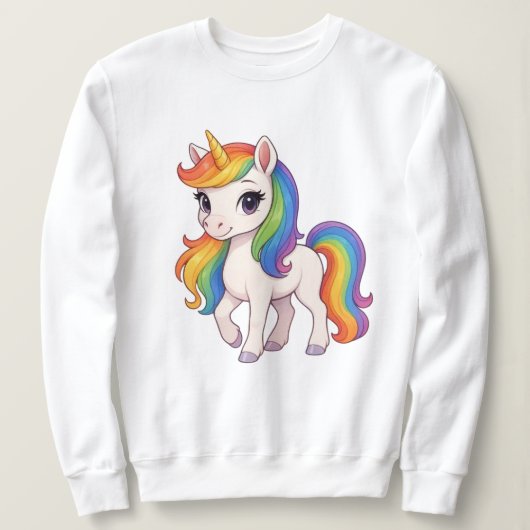 Süßes, farbenfrohes Regenbogen-Einhorn Sweatshirt (Design vorne)