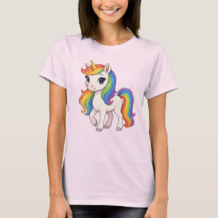 Süßes, farbenfrohes Regenbogen-Einhorn T-Shirt