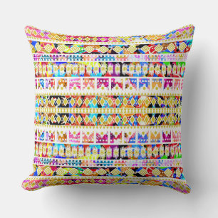 Süßes farbenfrohes Stammes- Aztec-Muster Kissen