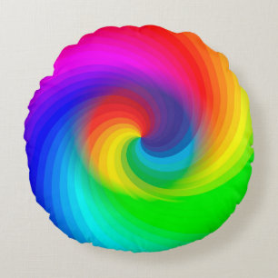 Süßes farbenfrohes Tie-Dye-Regenbogen-Swirbel-Kuns Rundes Kissen