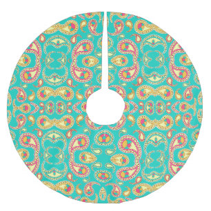 Süßes, farbenfrohes, vintage Paisley-Muster Polyester Weihnachtsbaumdecke