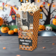 Süßes Farmhaus schwarze Katze und Kürbis Halloween