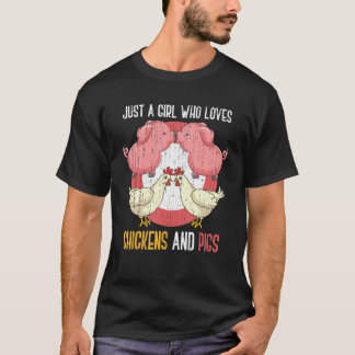 Süßes Farmtier  Bauernmädchen Frauen Schwein Huhn T-Shirt