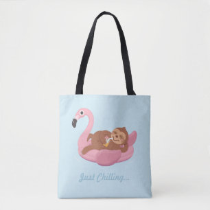 Süßes Faules Faultier Auf Rosa Flamingo Schwimmkör Tasche
