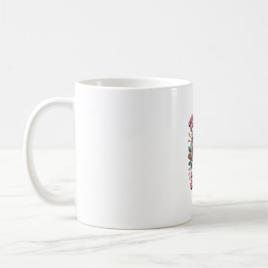 Süßes Faultier auf Ast mit Verspieltem Kaffeetasse (Links)