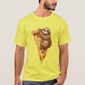 Süßes Faultier auf Pizzastück Lustiges Essen Shirt