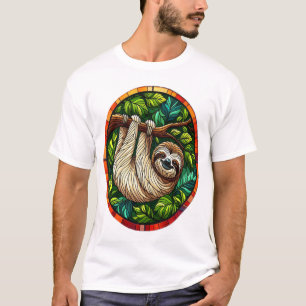 Süßes Faultier-Buntglas-Ornament T-Shirt