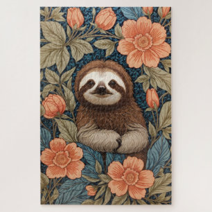 Süßes Faultier Elegantes Florales Design Inspirier Puzzle