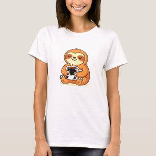 Süßes Faultier entspannt sich mit heißem Kaffee Pr T-Shirt