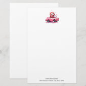 Süßes Faultier fährt Cabrio in Rosa Briefpapier (Vorne/Hinten)