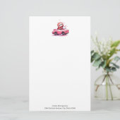 Süßes Faultier fährt Cabrio in Rosa Briefpapier (Stehend Vorderseite)