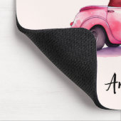 Süßes Faultier fährt Cabrio in Rosa Mousepad (Ecke)