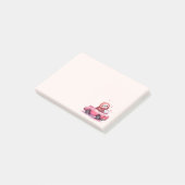 Süßes Faultier fährt Cabrio in Rosa Post-it Klebezettel (angewinkelt)