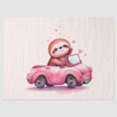 Süßes Faultier fährt Cabrio in Rosa Seidenpapier (Vorderseite)