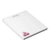 Süßes Faultier fährt ein rosa Cabrio Notizblock (angewinkelt)