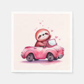 Süßes Faultier fährt ein rosa Cabrio Serviette (Vorderseite)