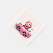Süßes Faultier fährt ein rosa Cabrio Serviette (Ecke)