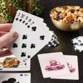 Süßes Faultier fährt ein rosa Cabrio Spielkarten (In Situ)