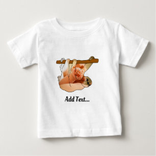 Süßes Faultier hängt Fügen Sie Ihr Foto und Text Baby T-shirt