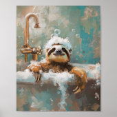 Süßes Faultier im Badeschaum Poster (Vorne)