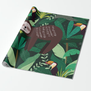 Süßes Faultier im grünen tropischen Illustrationsm Geschenkpapier