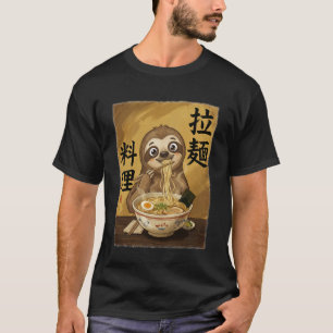 Süßes Faultier isst Ramen-Nudeln Lustiges Japan Ka T-Shirt
