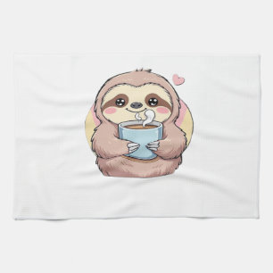 Süßes Faultier-Kaffeeliebhaber-Shirt � Lustig ange Geschirrtuch