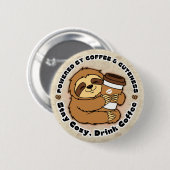 Süßes Faultier Kaffeeliebhaber Umarmung Design Button (Vorne & Hinten)