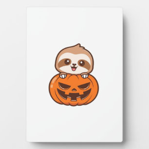 Süßes Faultier mit Kürbis Halloween Cartoon Vektor Fotoplatte