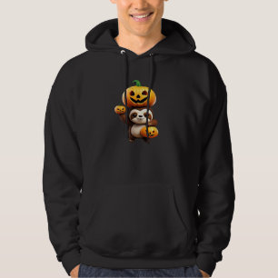 Süßes Faultier mit Kürbis Halloween Cartoon Vektor Hoodie