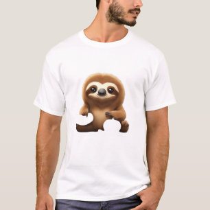 Süßes Faultier mit Kürbis Halloween Cartoon Vektor T-Shirt