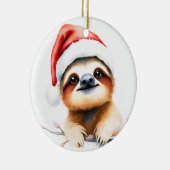 Süßes Faultier mit Weihnachtsmannmütze Keramik Ornament (Rechts)