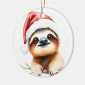 Süßes Faultier mit Weihnachtsmannmütze Keramik Ornament (Links)