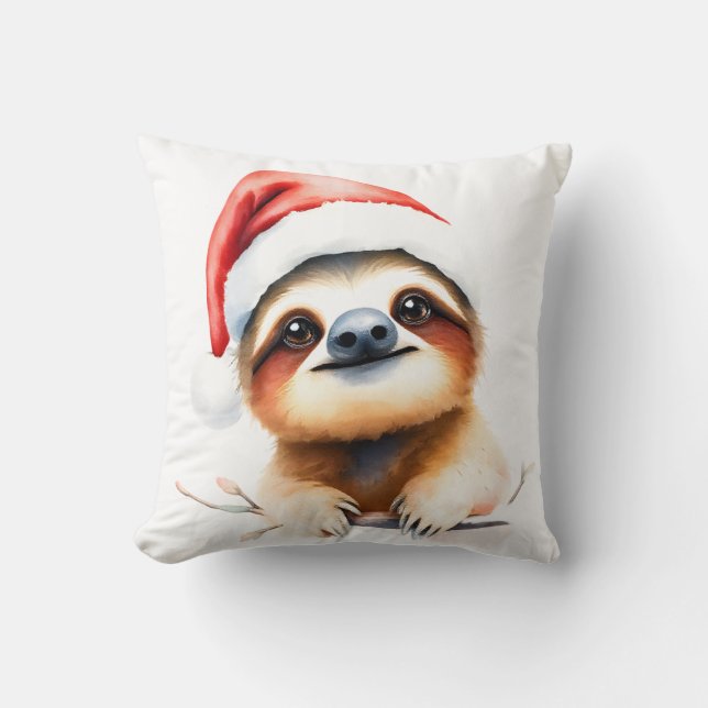 Süßes Faultier mit Weihnachtsmannmütze Kissen (Vorderseite)