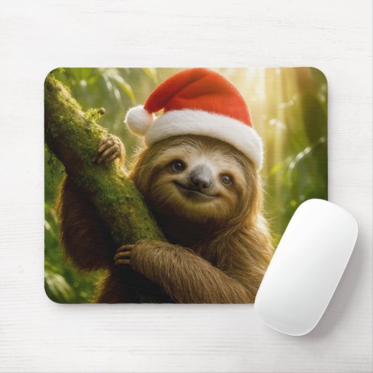 Süßes Faultier mit Weihnachtsmannmütze Mousepad (Mit Mouse)
