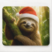 Süßes Faultier mit Weihnachtsmannmütze Mousepad (Vorne)