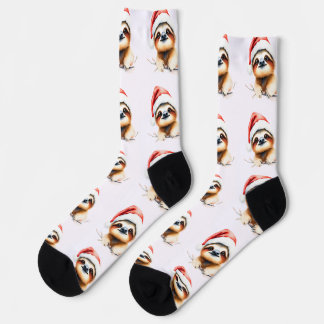 Süßes Faultier mit Weihnachtsmannmütze Socken