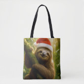 Süßes Faultier mit Weihnachtsmannmütze Tasche (Vorderseite)