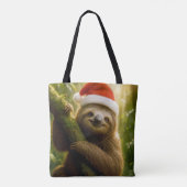 Süßes Faultier mit Weihnachtsmannmütze Tasche (Rückseite)