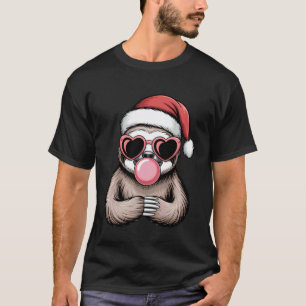 Süßes Faultier mit Weihnachtsmannmütze und Herzbri T-Shirt