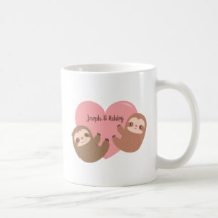 Süßes Faultier-Paar umarmt Herz, Personalisiert Kaffeetasse