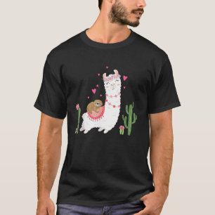 Süßes Faultier Reit Llama Shirt Herz Valentinstag