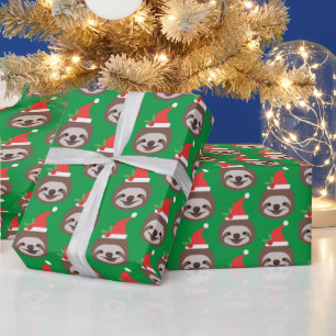 Süßes Faultiergesicht mit Weihnachtsmannmütze Must Geschenkpapier